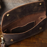 S.WORKER Classic Full Grain Leather Long Wallet For Men Large Capacity For Cash&Cards Slot Pocket Purse
