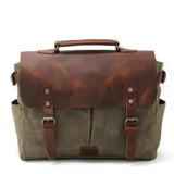 Crazy Horse Leather Canvas Canvas Bag_C