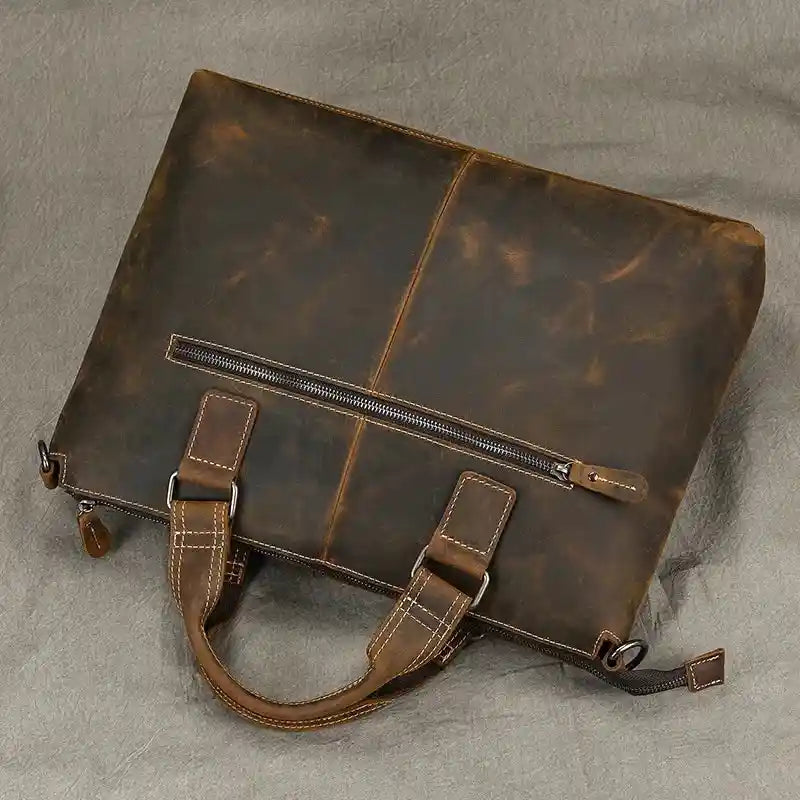 Bolso de hombro de cuero crazy horse — Modelo AP — Vista desde arriba