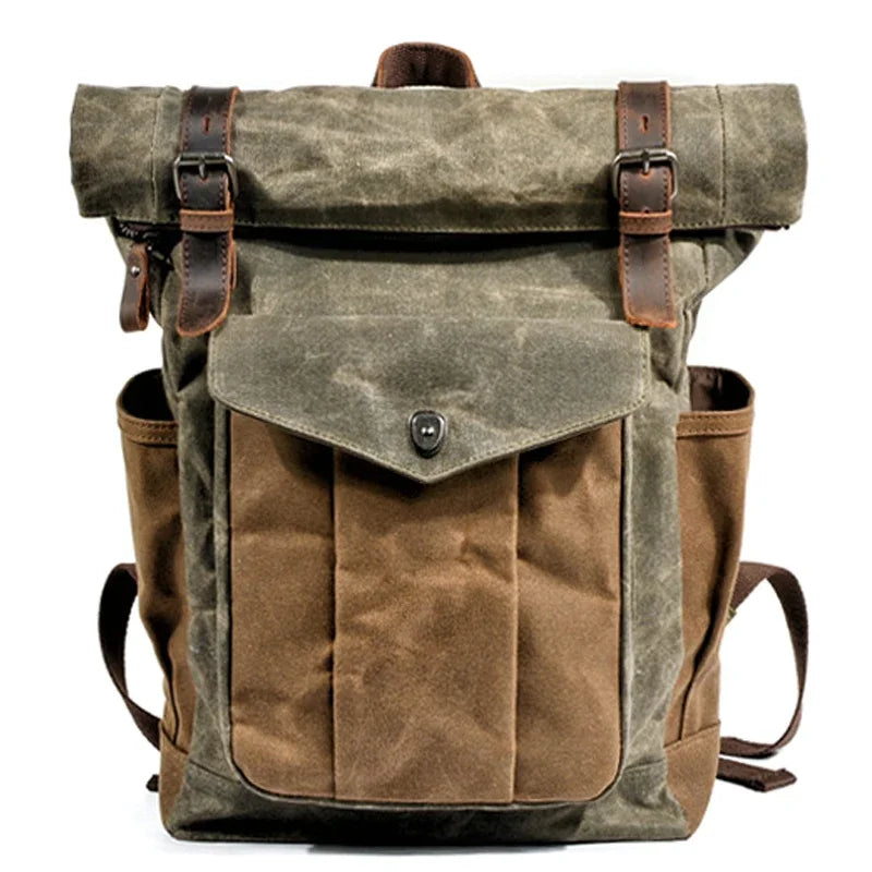 Rucksack mit Lederbesatz aus Canvas — Modell D