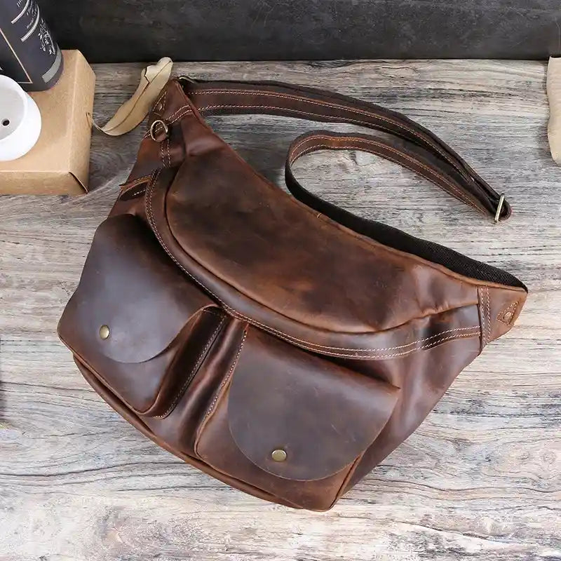 Crazy Horse Leather Shoulder Bag — Style X