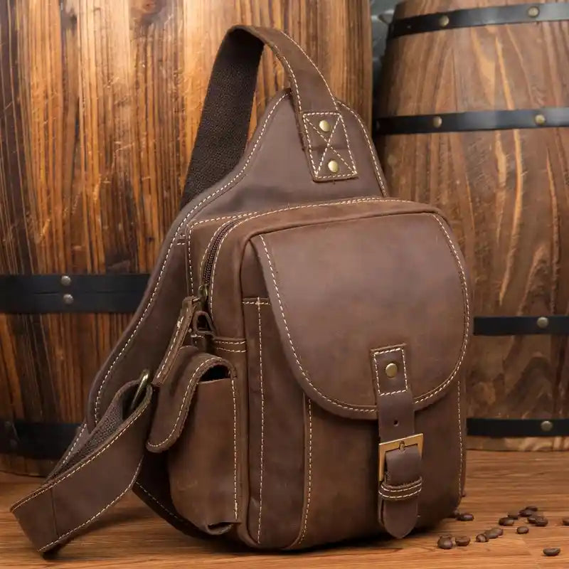 Crossbody-Tasche aus Crazy Horse-Leder — Modell P