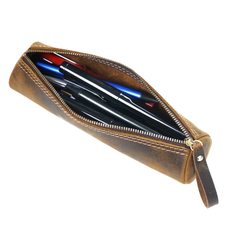 Crazy Horse Leather Pencil Case — Style B