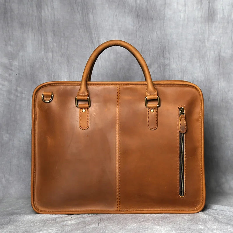 Crazy Horse Leather Briefcase — Style F