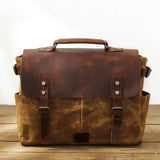 Crazy Horse Leather Canvas Canvas Bag_C