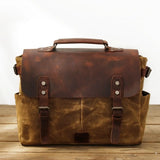 Crazy Horse Leather Canvas Canvas Bag_C