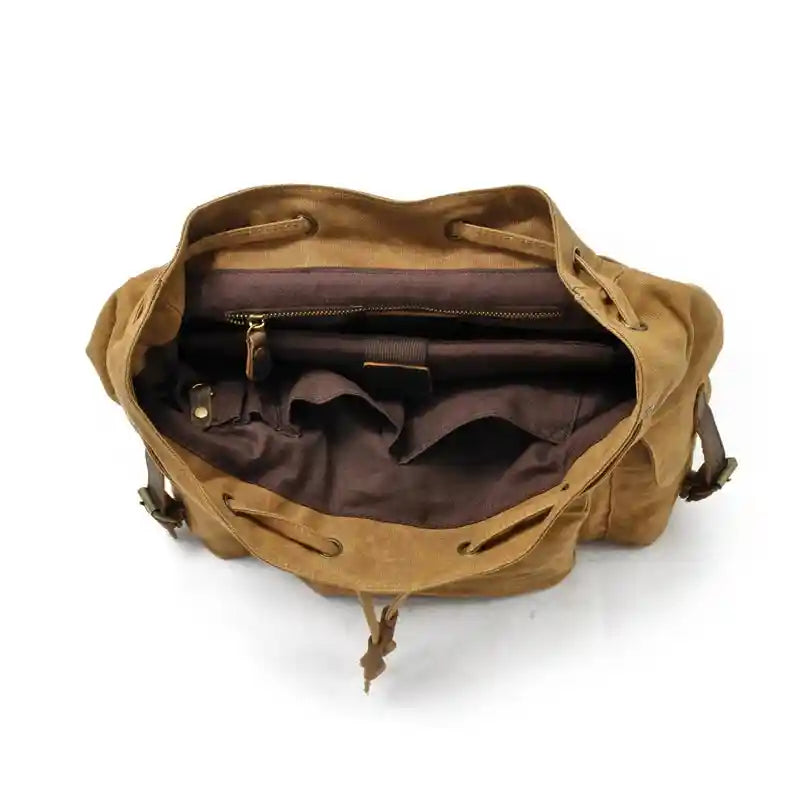 Mochila com detalhes em pele em lona e pele — Modelo F