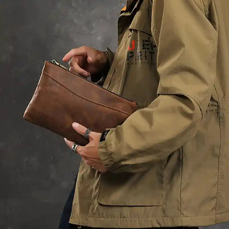 Crazy Horse Leather Clutch — Style B