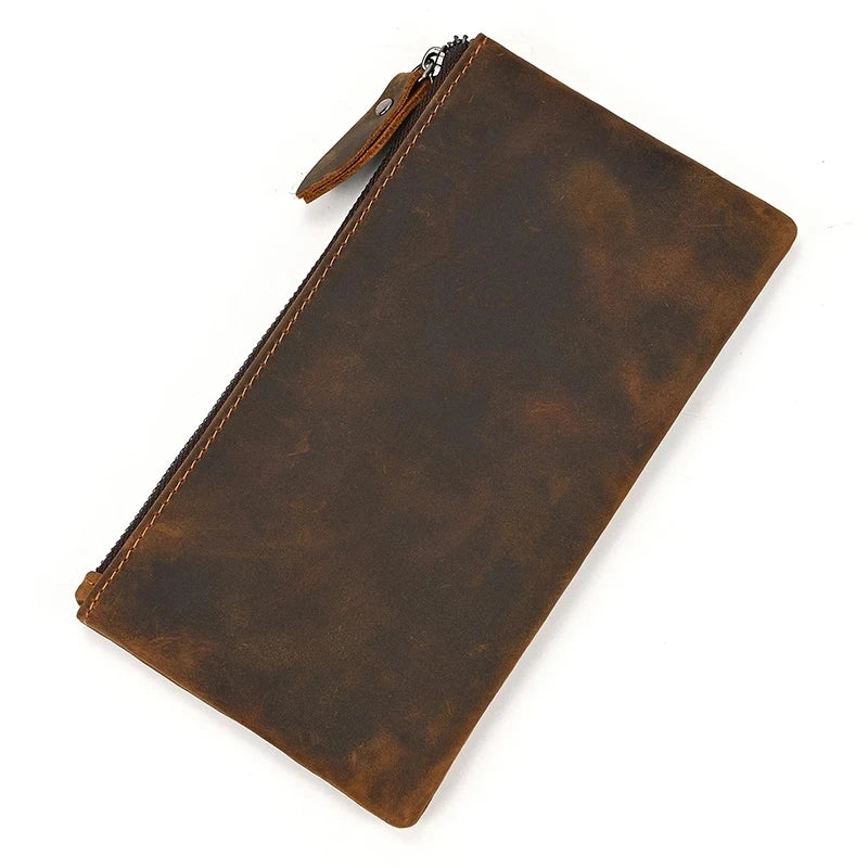 Crazy Horse Leather Long Wallet — Style A