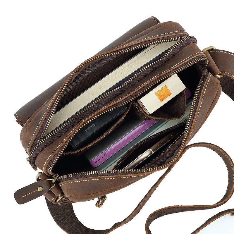 Crazy Horse Leather Shoulder Bag — Style U