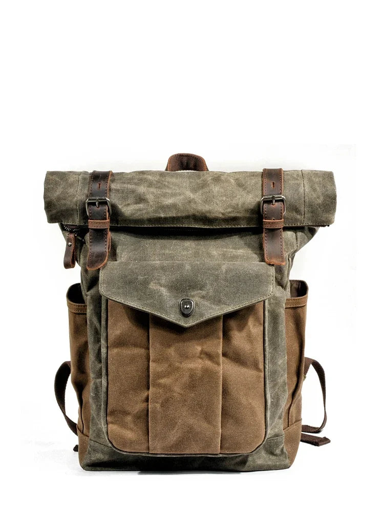 Rucksack mit Lederbesatz aus Canvas — Modell D