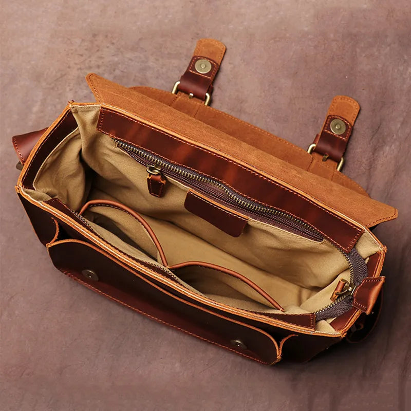 Bolsa de ombro em pele crazy horse — Modelo H