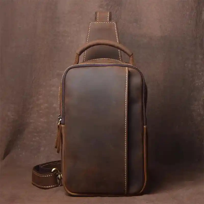 Crossbody-Tasche aus Crazy Horse-Leder — Modell E
