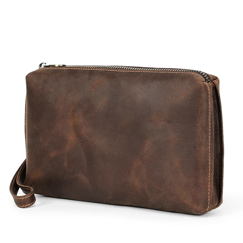 Crazy Horse Leather Clutch — Style A
