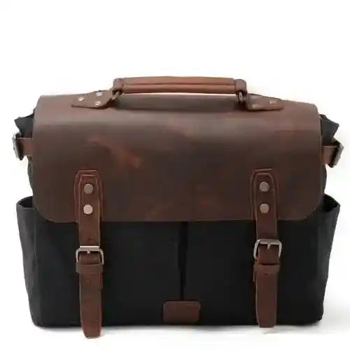 Waxed Canvas & Leather Shoulder Bag — Style C