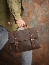 NASVA Genuine Leather Men's Briefcase Retro Handbag Shoulder Laptop Bags Office Bags Document Bags