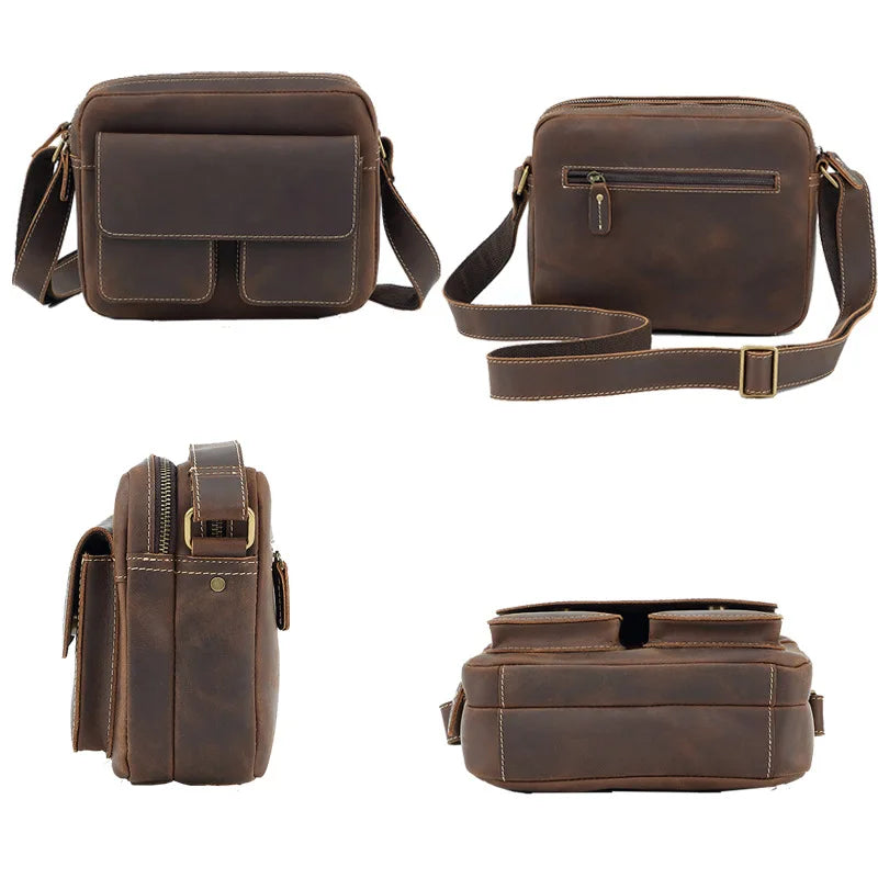 Crazy Horse Leather Shoulder Bag — Style U