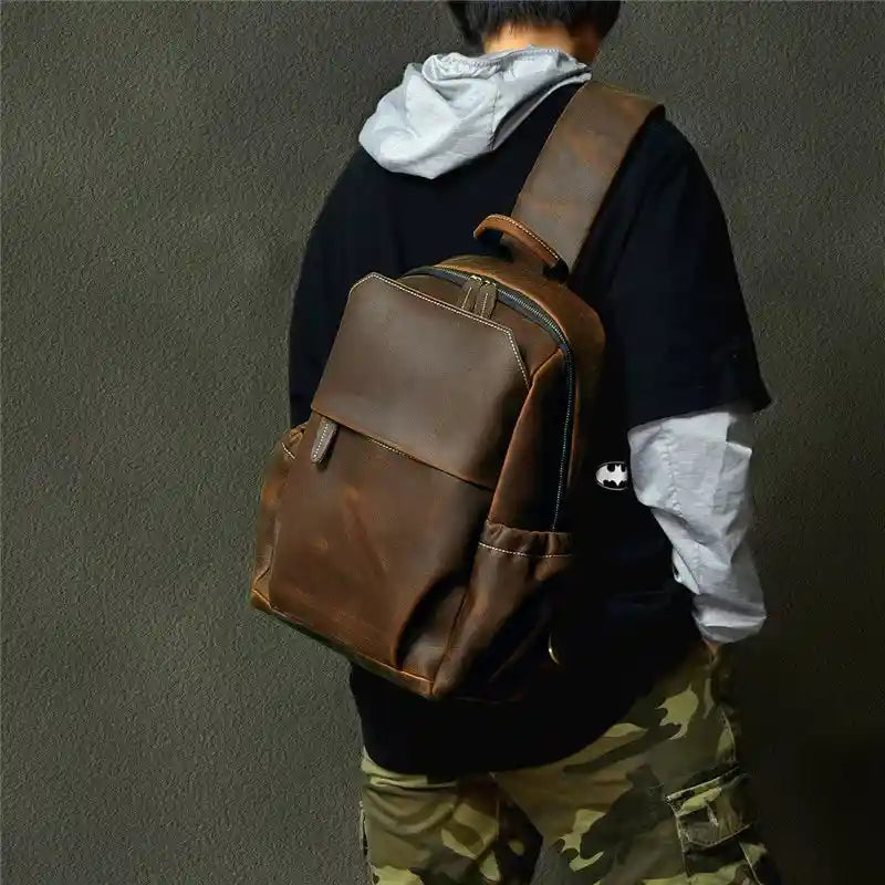 Crossbody-Tasche aus Crazy Horse-Leder — Modell O