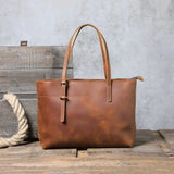 미친 말 가죽 토트 백 _q