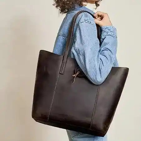 Tote-Bag mit Innentasche aus Crazy Horse-Leder — Modell A