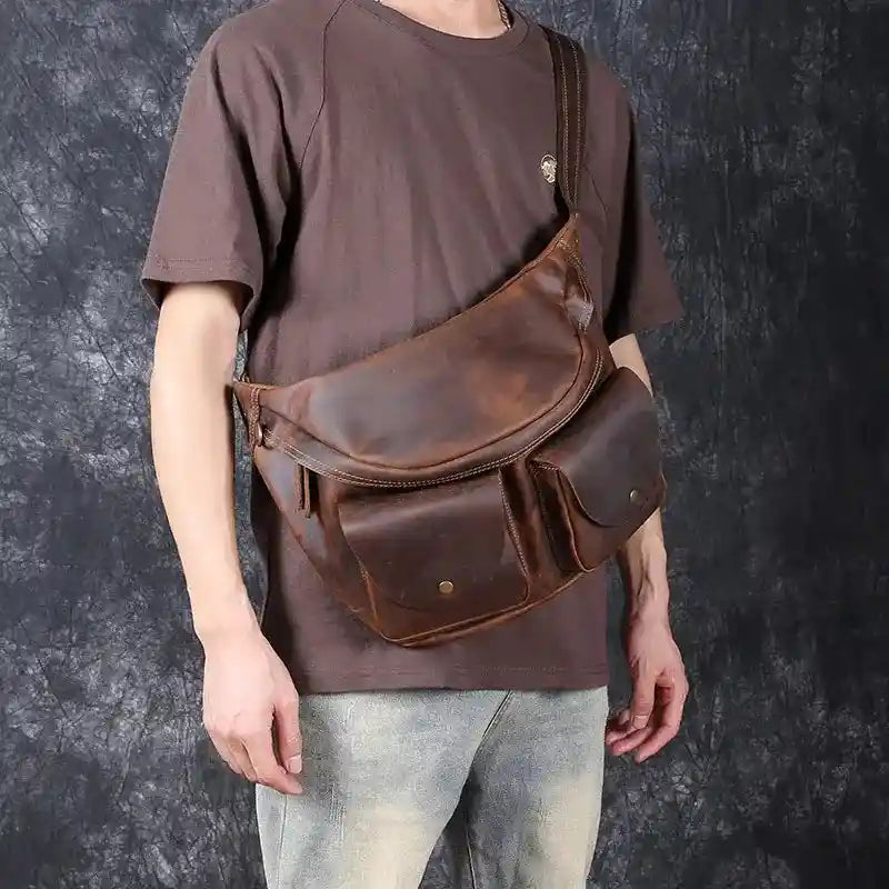 Crazy Horse Leather Shoulder Bag — Style X