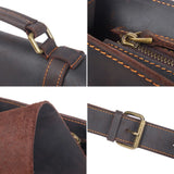 Vintage Men's Genuine Leather Backpack Large Capacity Laptop Briefcase Handbag Crazy Horse Cowhide Shoulder Bag Messenger Bag