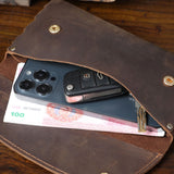 S.WORKER Classic Full Grain Leather Long Wallet For Men Large Capacity For Cash&Cards Slot Pocket Purse