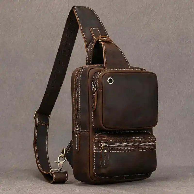 Crazy Horse Leather Crossbody Bag — Style I
