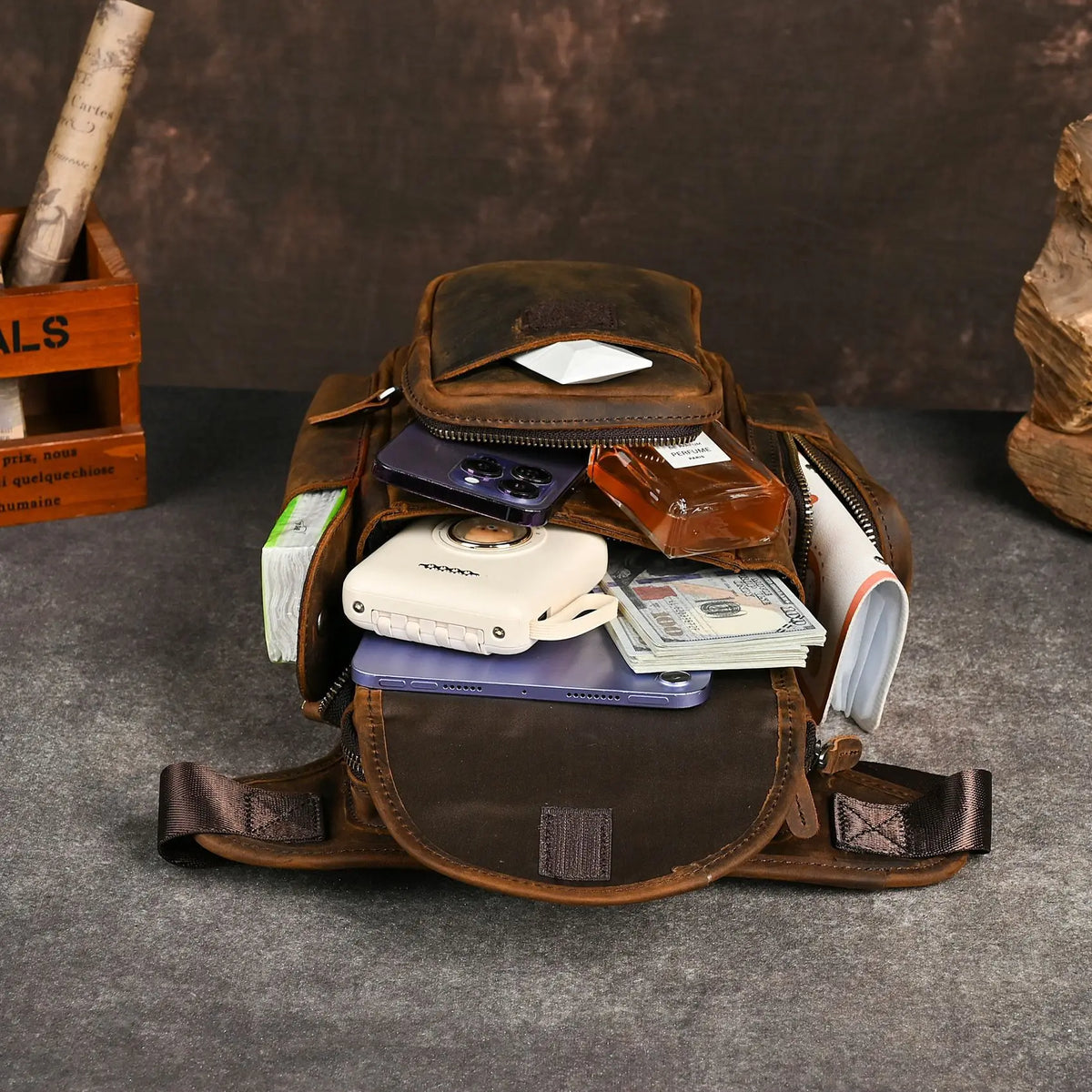 Crazy Horse Leather Waist Bag_O