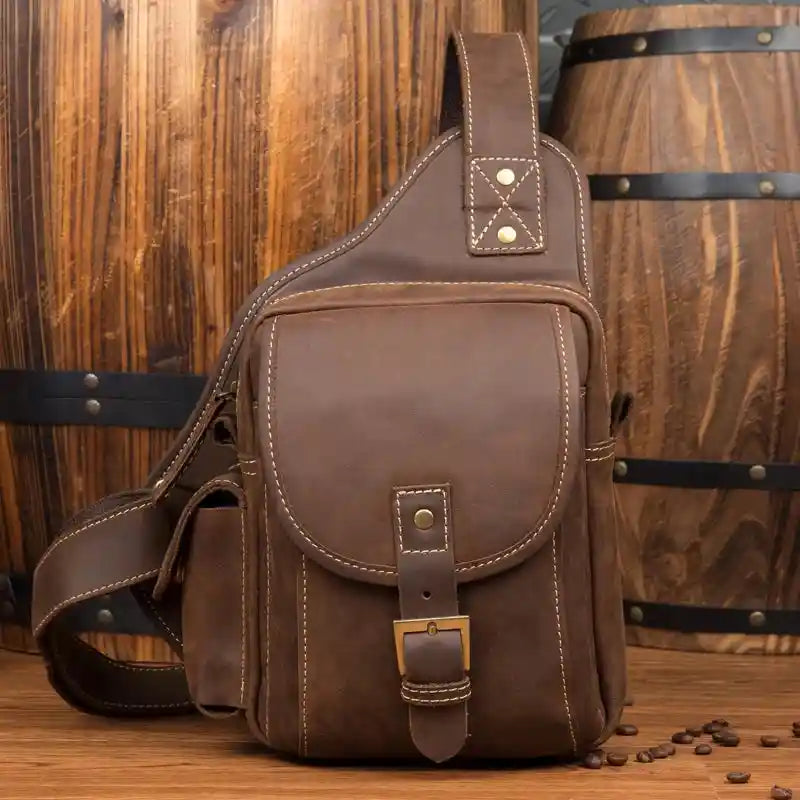 Crossbody-Tasche aus Crazy Horse-Leder — Modell P