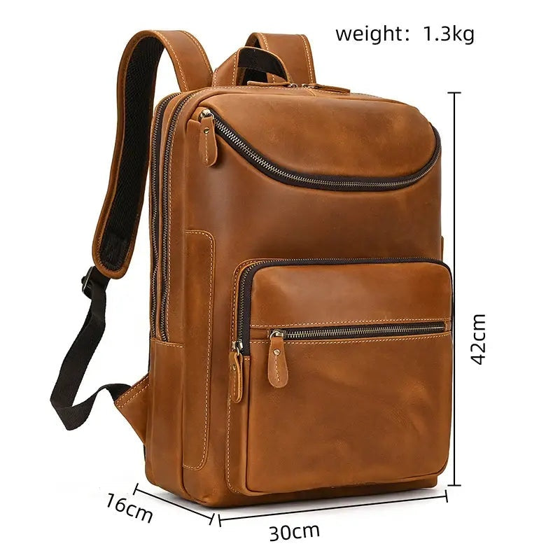 Mochila em pele crazy horse — Modelo Z — Imagem de detalhe 1