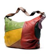 Bolsa de ombro em patchwork em pele bovina