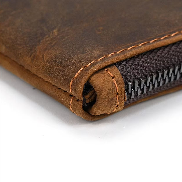 Crazy Horse Leather Long Wallet — Style A — Detail image 11