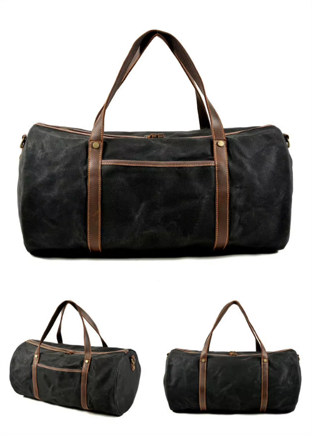 Reisetasche mit Lederbesatz aus Canvas — Modell A