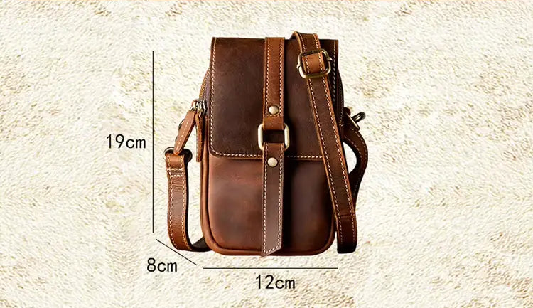 Mini sac à bandoulière en cuir crazy horse — Modèle P — Vue détaillée
