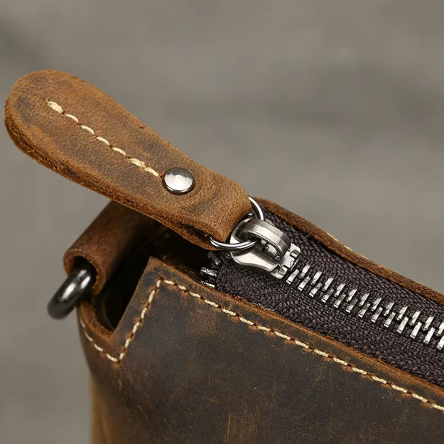 Bolso de hombro de cuero crazy horse — Modelo AP — Imagen de detalle 15