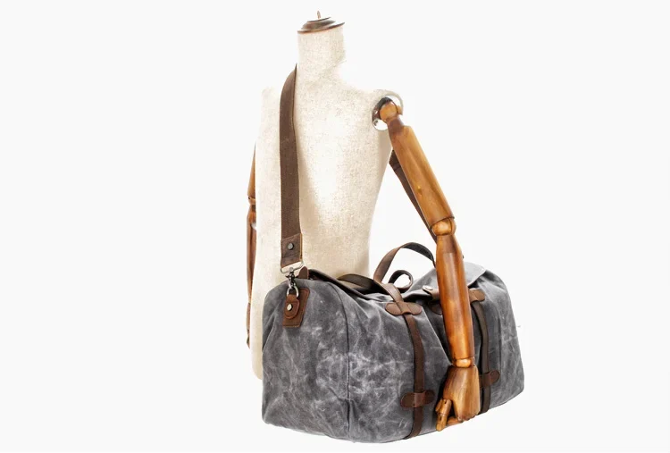 Duffle-Bag aus gewachstem Canvas und Leder — Modell D — Produktansicht