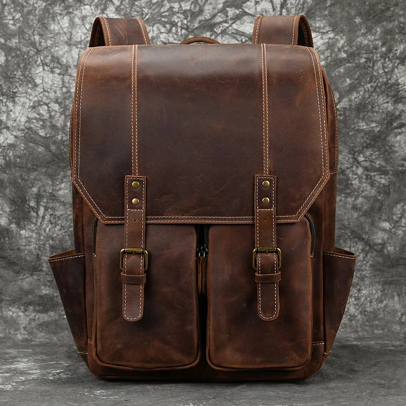 Mochila em pele crazy horse — Modelo K — Imagem de detalhe 4