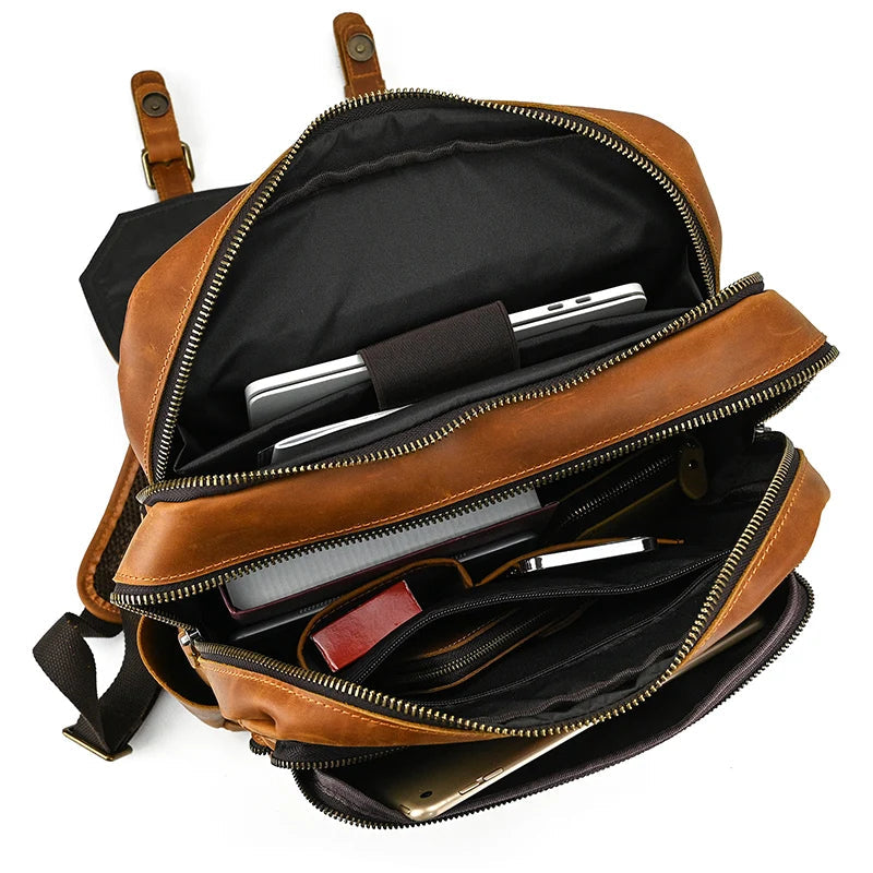 Mochila em pele crazy horse — Modelo K — Imagem de detalhe 29