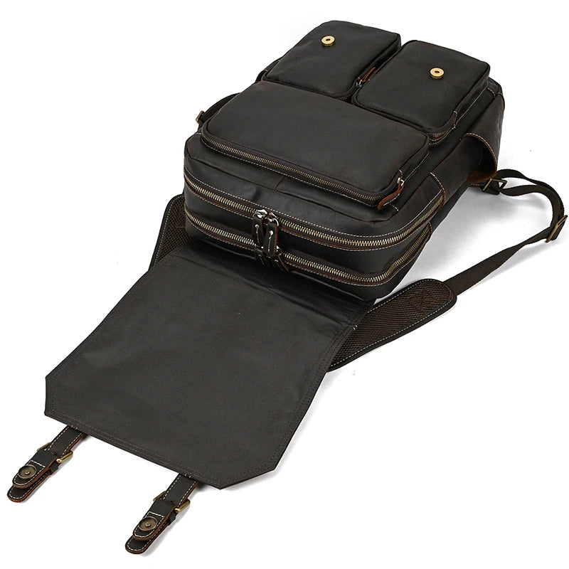 Mochila em pele crazy horse — Modelo K — Imagem de detalhe 37