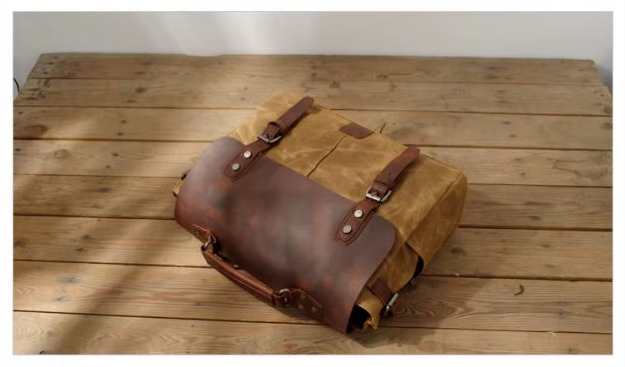 Waxed Canvas & Leather Shoulder Bag — Style C