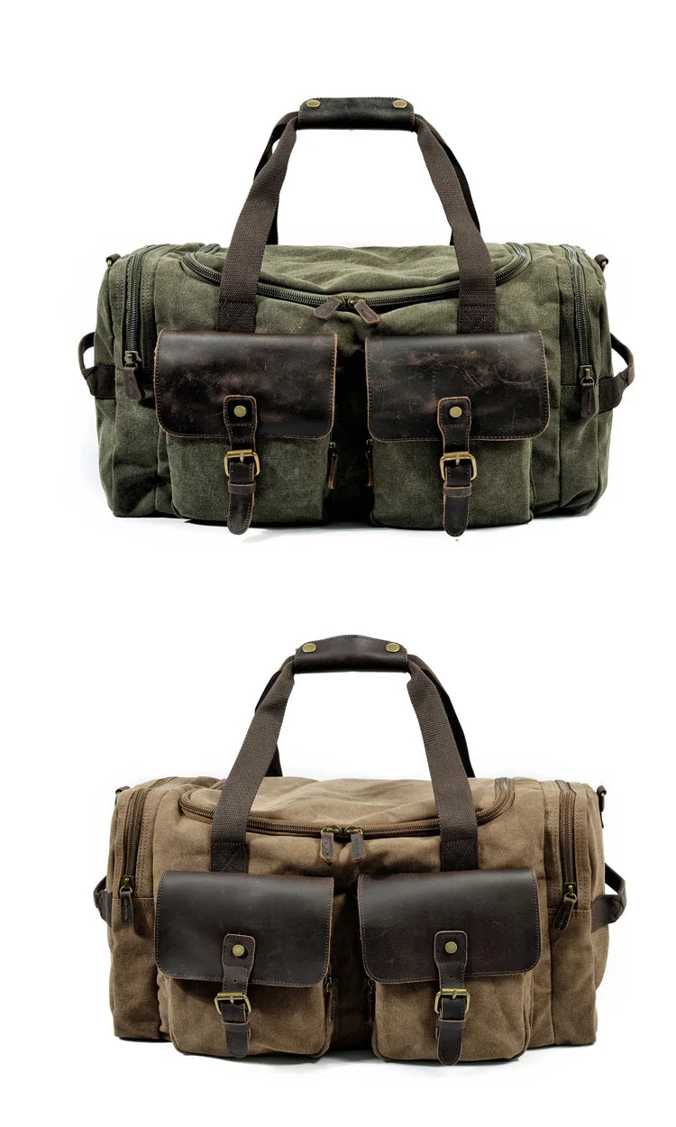 Duffle-Bag aus gewachstem Canvas und Leder — Modell B — Detailansicht 4