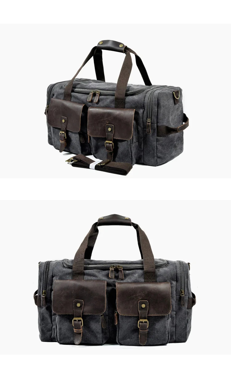 Duffle-Bag aus gewachstem Canvas und Leder — Modell B — Detailansicht 5