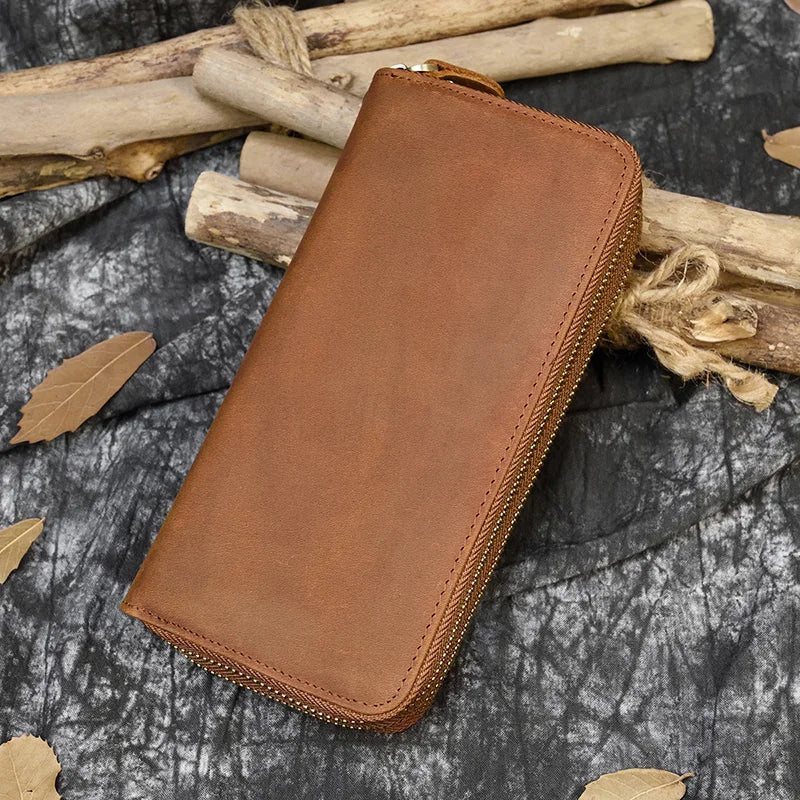กระเป๋าสตางค์แบบซิป หนังเครซี่ฮอร์ส — รุ่น B — ภาพรายละเอียด 2