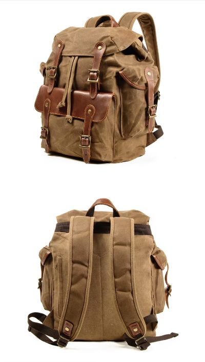 Rucksack aus gewachstem Canvas und Leder — Modell I