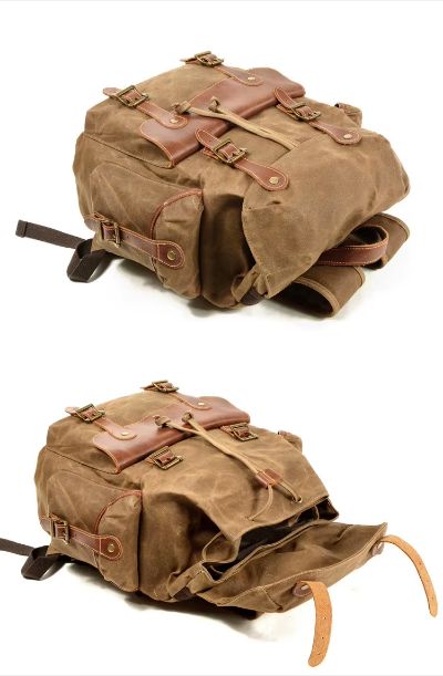 Rucksack aus gewachstem Canvas und Leder — Modell I