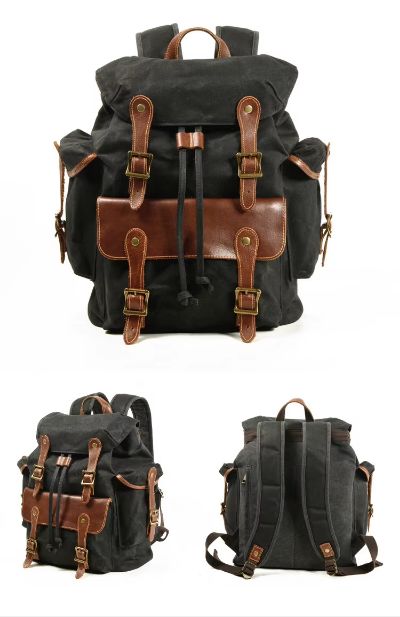 Rucksack aus gewachstem Canvas und Leder — Modell I