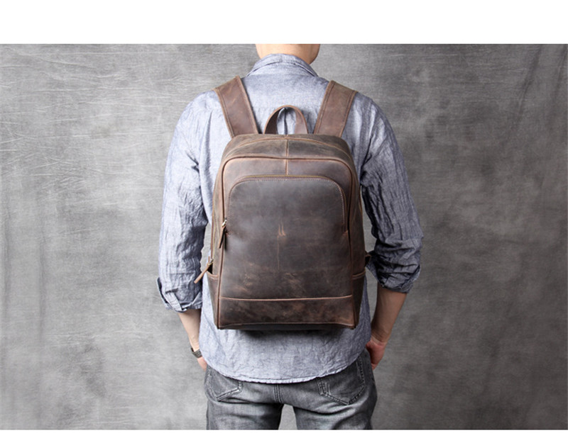 Mochila em pele crazy horse — Modelo AC