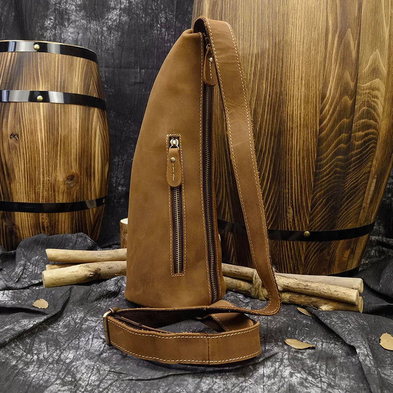 Crazy Horse Leather Crossbody Bag — Style C — Detail image 3