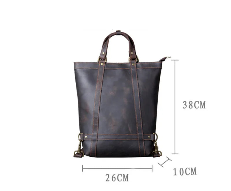Crazy Horse Leather 3-Way Tote — Style K — Detail image 1